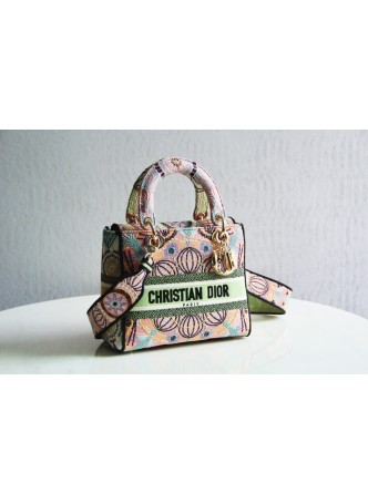 Lady Knockoff Dior 24cm Green Multicolor Dior Paisley Embroidery